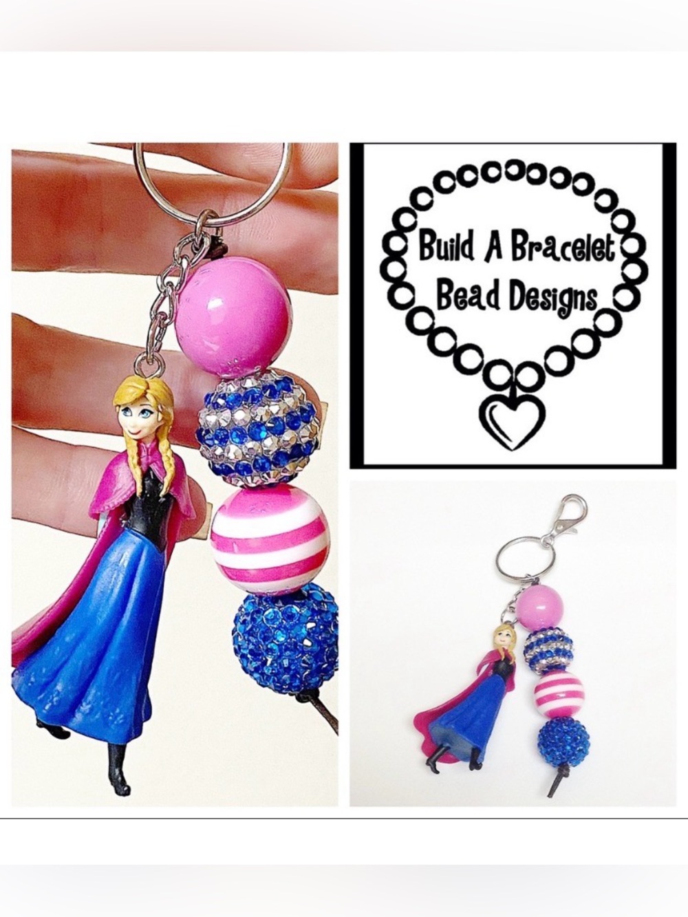 Disney Princess Anna Inspired Bag Charm Keychain Purse Backpack Clip Accessory